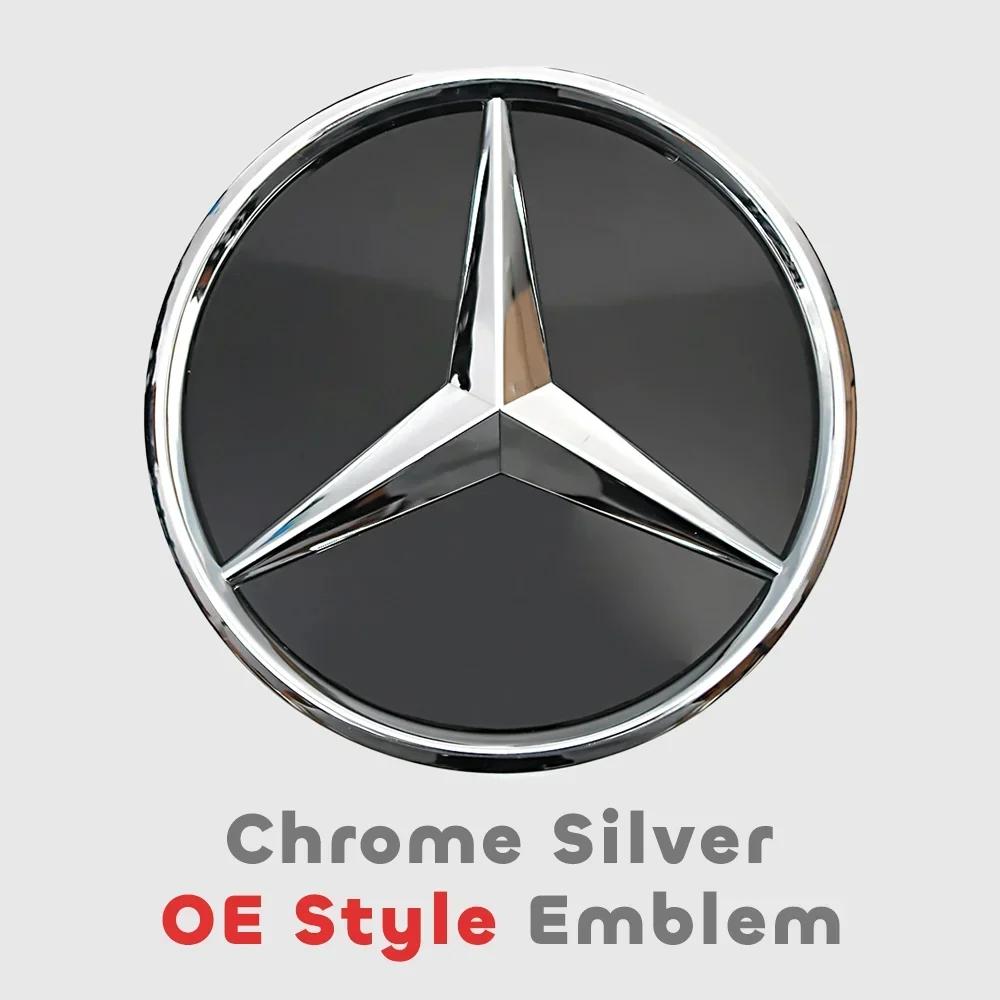 AABID1 ABS Chrome Silver Glossy Black Star Front Grille Decorative Badge OE Style Emblem Chrome Silver For Mercedes Benz E-Class W213