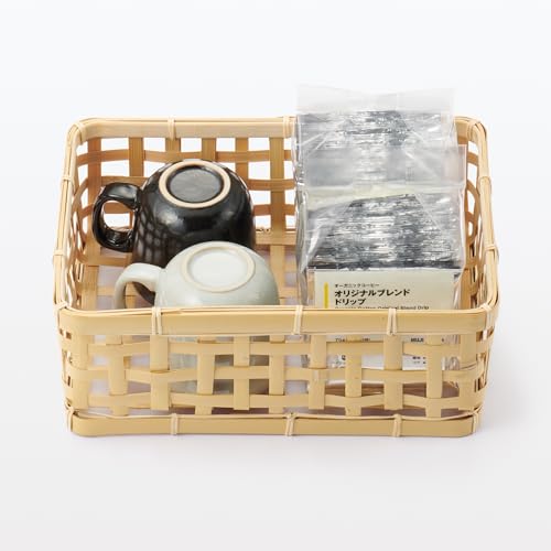 MUJI Bamboo Woven Basket, Natural, Approx. 21cm W x 30cm D x 12cm H, MDC77A2S