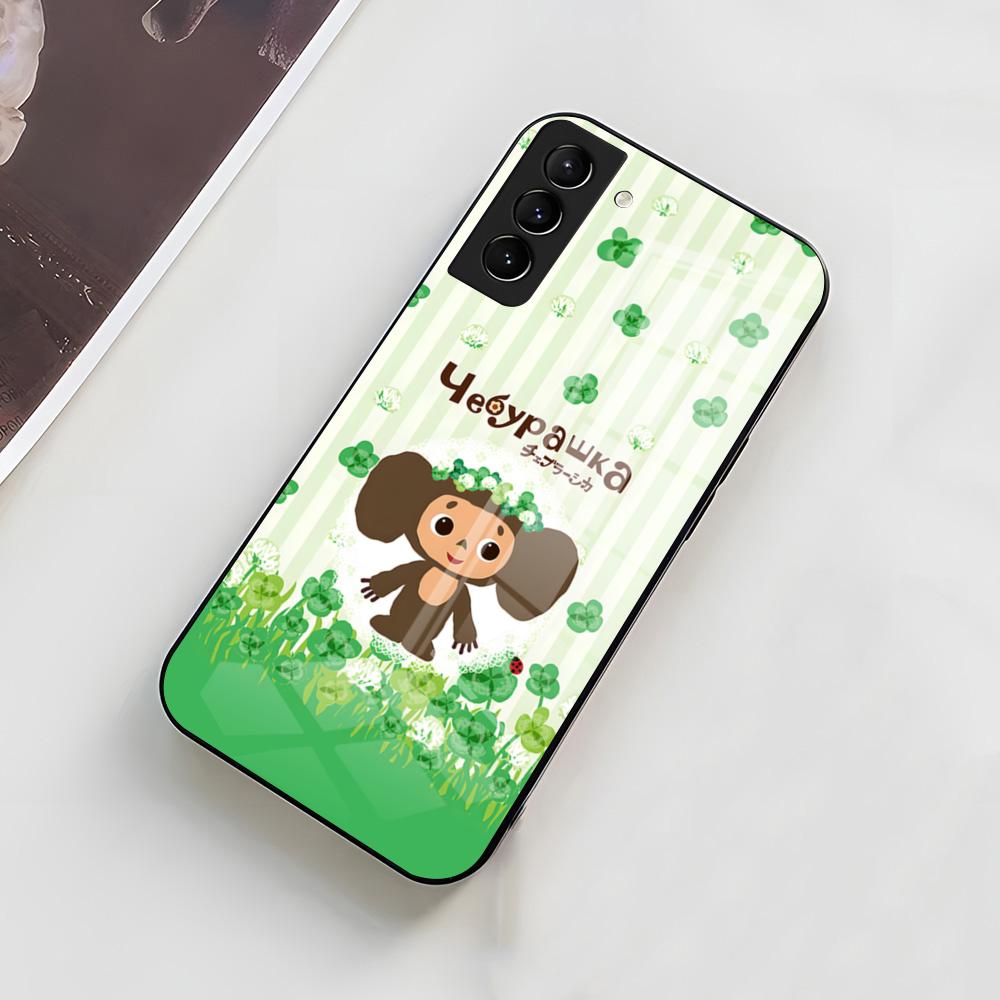 Чехол-чехол для телефона Чебурашка для Samsung A56 A36 A26 A16 A15 A25 A35 A55 A14 A34 A24 A54 Стеклянный чехол