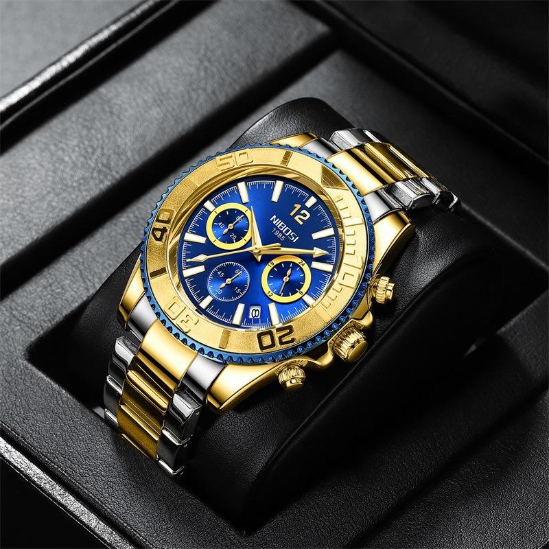 Роскошные деловые мужские часы с хронографом из нержавеющей стали с большим циферблатом, кварцевые часы с подсветкой, наручные часы Relogio Masculino