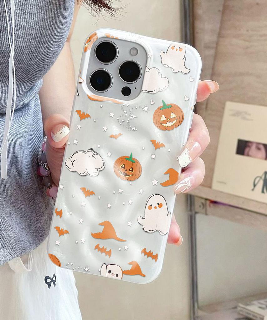 Хэллоуин Мультяшный Чехол-Тыква Для iPhone 17 Air 16 15 14 13 12 11 Pro Max Ударопрочный Мягкий Чехол Fundas