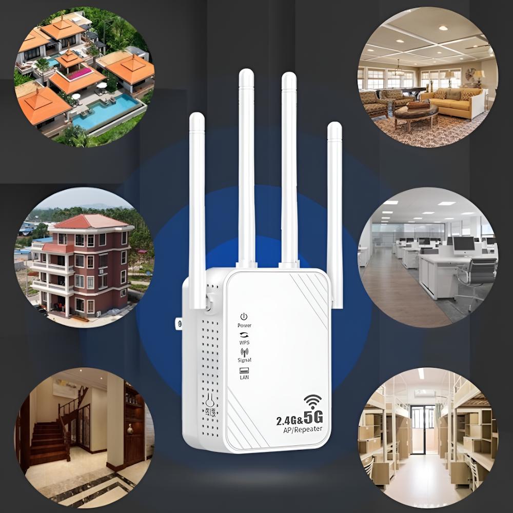 Усилитель сигнала wifi репитер lan rj-45 1200 Мбит/с роутер точка доступа 4 антенны 5 ГГц
