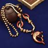 Boho Women Elephant Dolphin Fish Animal Leaf Pendant Beaded Wooden Long Necklace