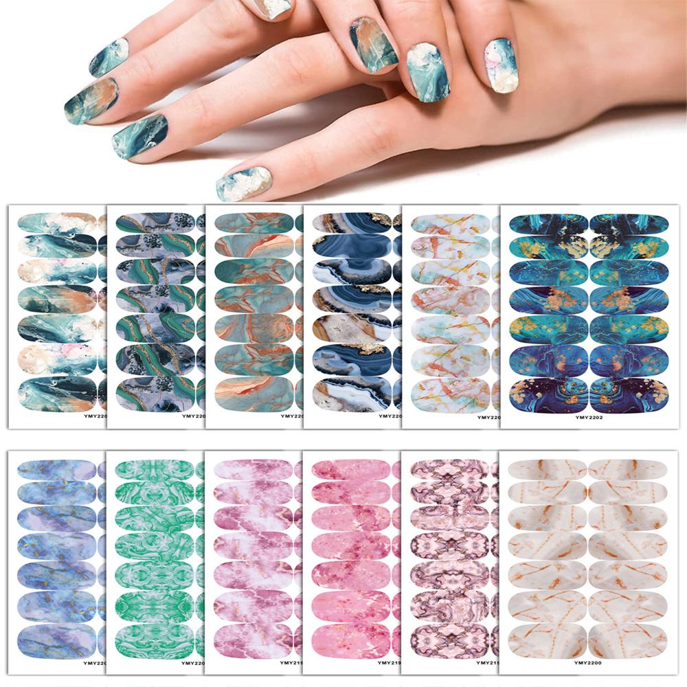 4 New Nail Accessories Marble Smudged Star Paper Mesh Red Nail with Laser Nail Stickers