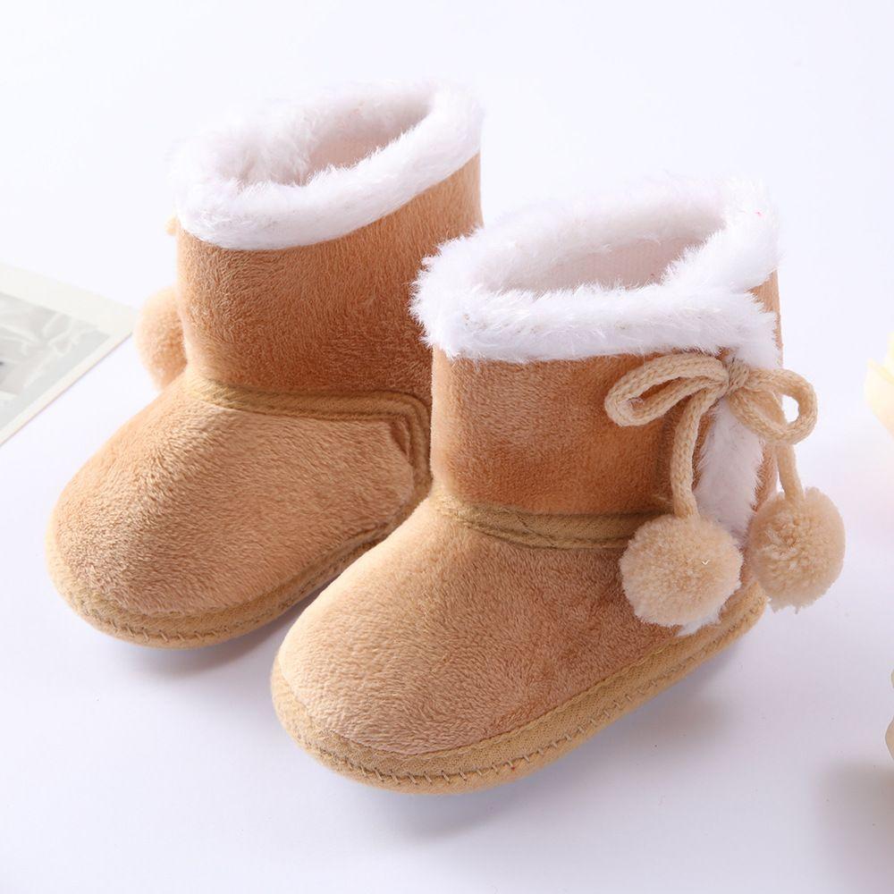 On Anti Skid Bottom Baby Girls Boys Plush Fur Winter Warm Boots Newborn Toddler Flat Snow Boots