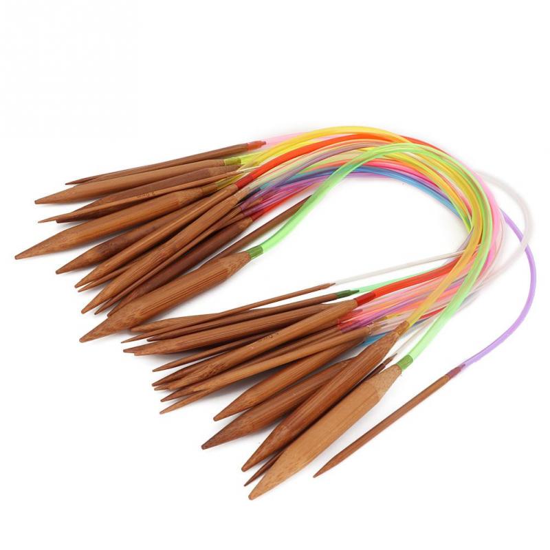 Multicolor Plastic Pipe Carbonized Double Annular Bamboo Sweater Needles for Knitting