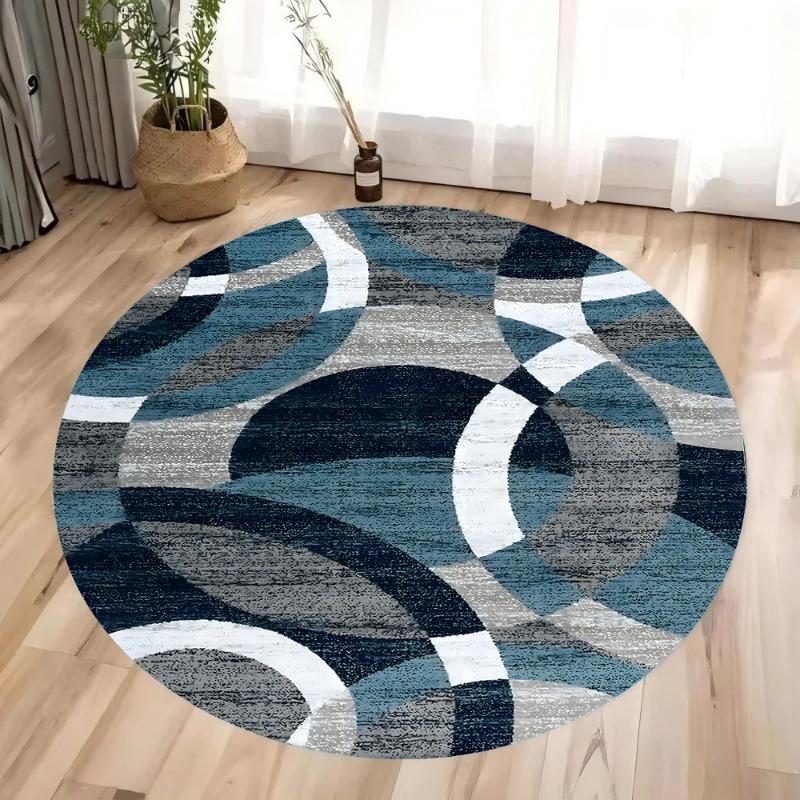 Современный блочный узор круглый ковер круглые коврики для декора гостиной спальни нескользящий коврик ковер для зоны дивана кресла домашнее украшение