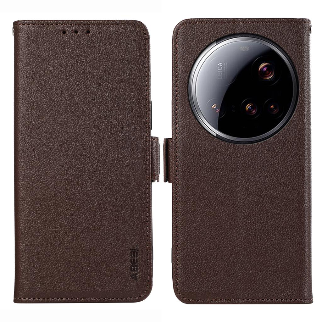 ABEEL For Xiaomi 15 Ultra Case Litchi Texture Leather RFID Blocking Phone Cover