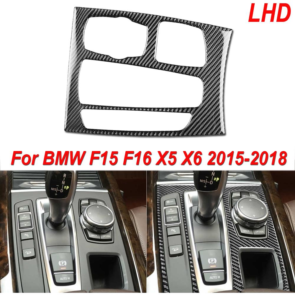 1x для BMW X5 X6 F15 F16 2015-2018 LHD из настоящего углеродного волокна, панель переключения передач автомобиля, накладка, украшение интерьера автомобиля