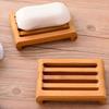 1pc-Square-Shaped Bamboo Soap Box - Non-Slip Water-Resistant and Drainage Soap Holder