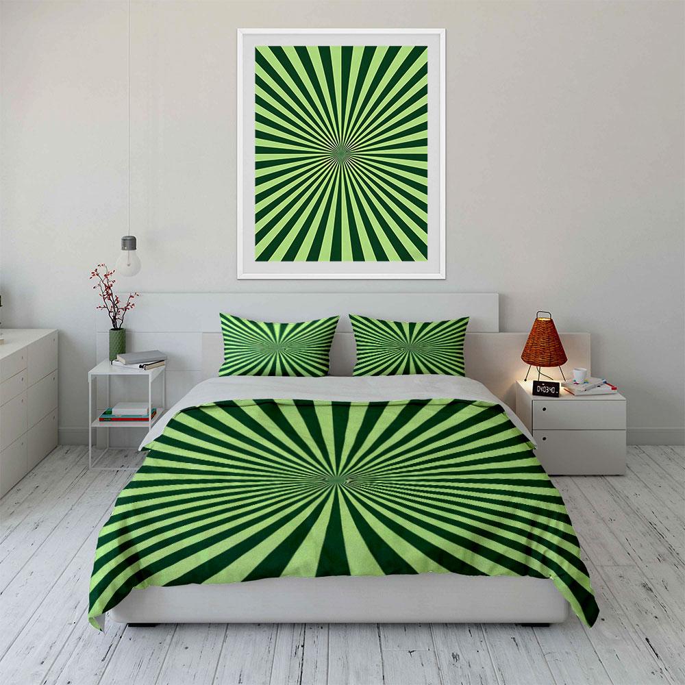 Green radial burst pattern. Bedding sets Duvet cover sets Duvet covers Pillowcases(1* Duvet Cover 2* Pillowcases without duvet insert)