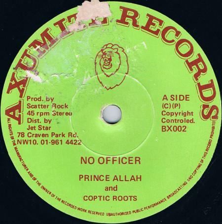 7inch Record PRINCE ALLAH COPTIC ROOTS No Officer BX002 Axumite UK Reggae Ska Dub Used