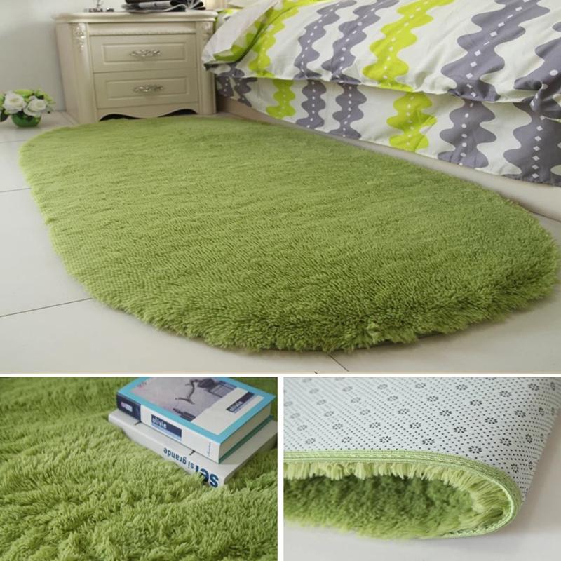 Bedroom Decoration Anti-Slip Home Oval Fluffy Soft Plush Carpet Floor Mat Area Rugs Bedside Shaggy