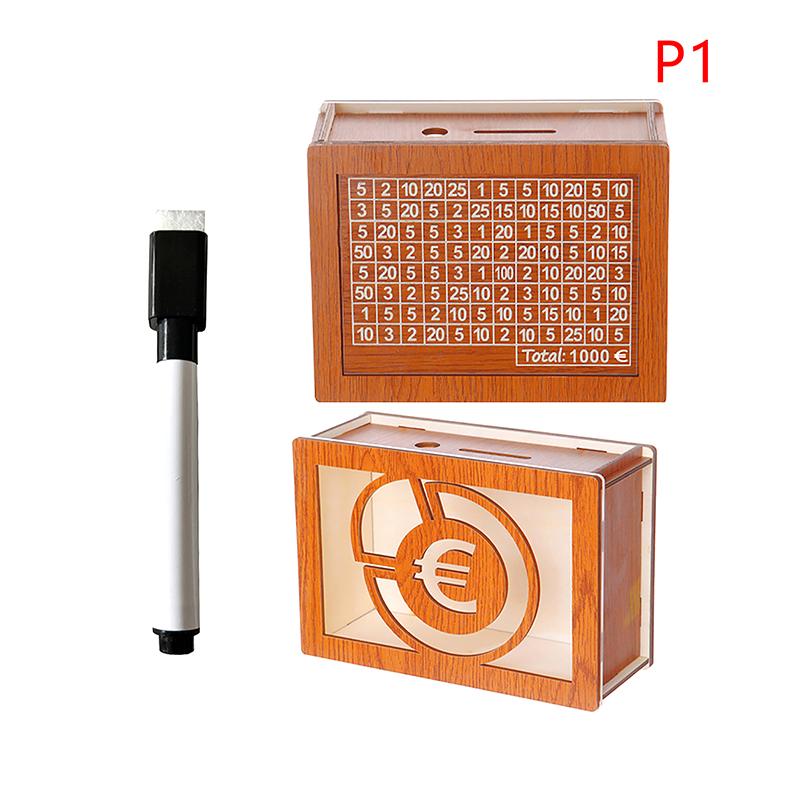 Декоративная копилка из натурального дерева со счетчиком, копилка ручной работы для творческих детей, цель по экономии денег 10000 евро