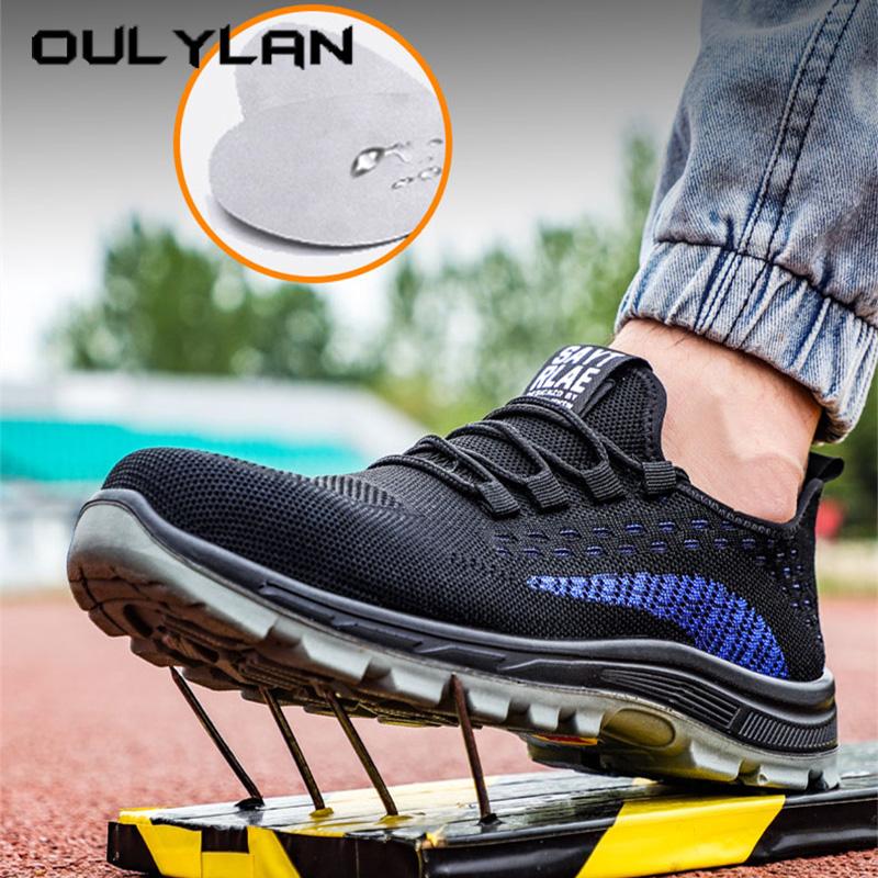 Oulylan Comfort Steel Toe Safety Footwear Male Anti-Smash Durable Work Protection Sneakers Summer Light Breathable Labor Shoes