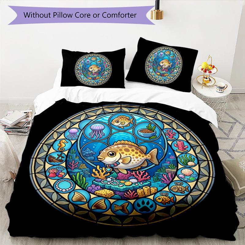 Underwater Adventure Pattern Bedding,Quilt Set Quilt Cover Pillowcase Home Birthday Gift (1*duvet cover+2*pillowcase,without core)