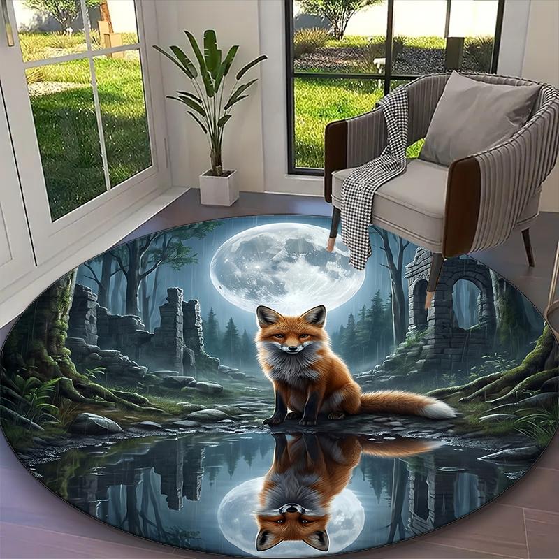 1pc Mystic Monkey Glow Printed Chair Rug for Home Office Use, Living Room Kitchen Game Room Round Carpet
