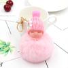 1PC Cartoon Lovely Women Baby Sleep Doll Keyring Plush Bag Pendant Fluffy Fur Ball