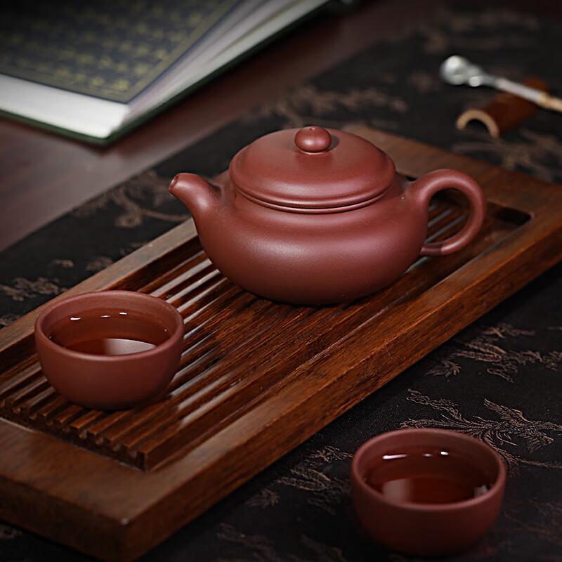 Teapot, Pure Handmade Original Ore Purple Clay Small Antique-Style Pot, Kung Fu Tea Set, Brewing Teapot with One Pot And Two Cups Set