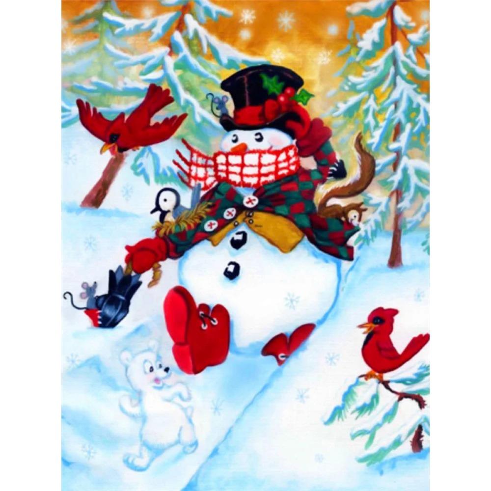 Алмазная живопись Art Full Drill Снеговик Алмазная картина Ручная работа Снежный день Diy Алмазная мозаика Картина Украшение дома Рождественский подарок