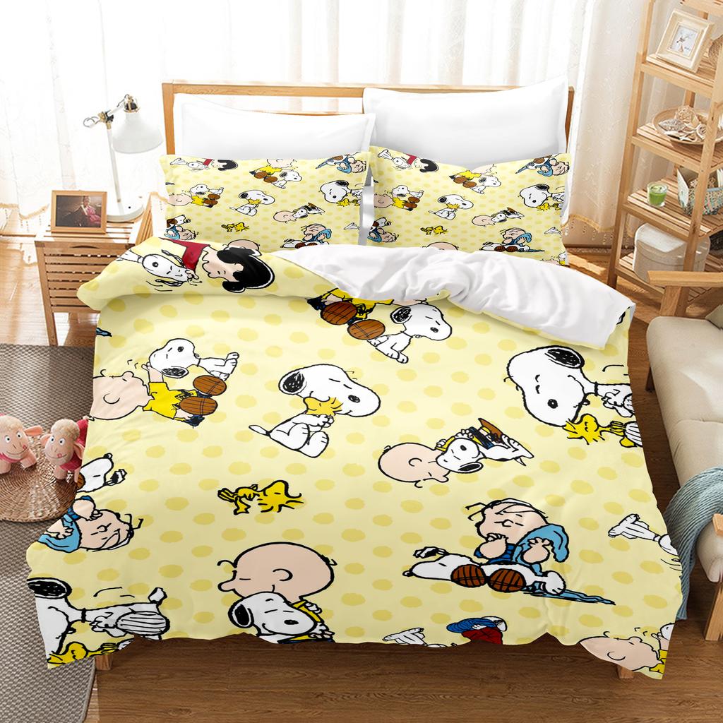 Snoopy Anime, Home Bedroom Comforte Nordic polyester material, suitable for children and adults, 3-piece set