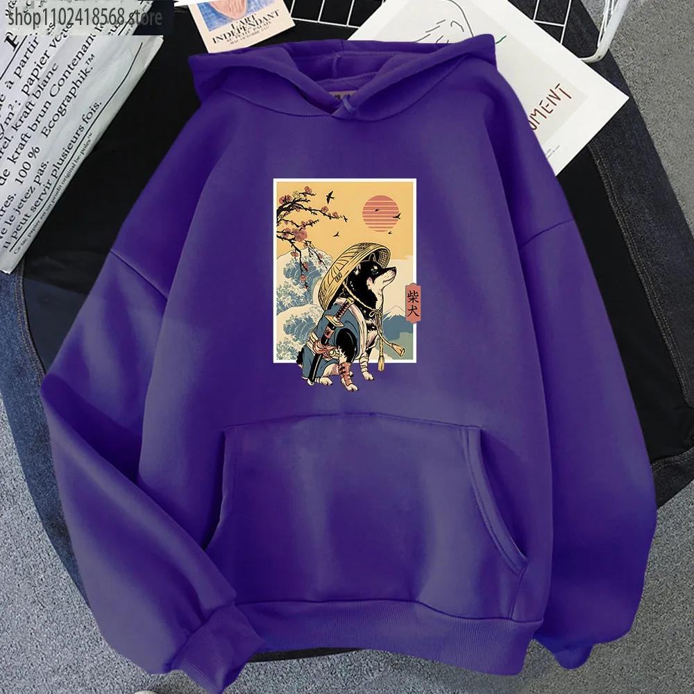 Толстовки Shiba Ronin Kawaii Dog Толстовка Мужская одежда Флисовые пуловеры K Pop Одежда Y2k Sudadera Женщины