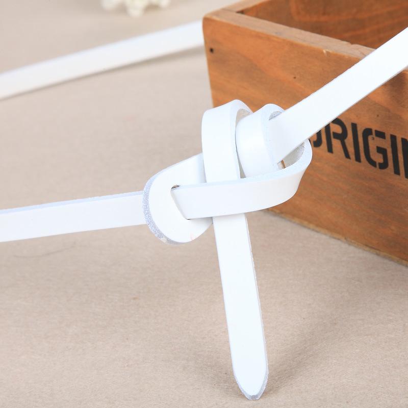 Plattichi Korean Retro Genuine Leather Ladies' Decorative Knotted Red Belt