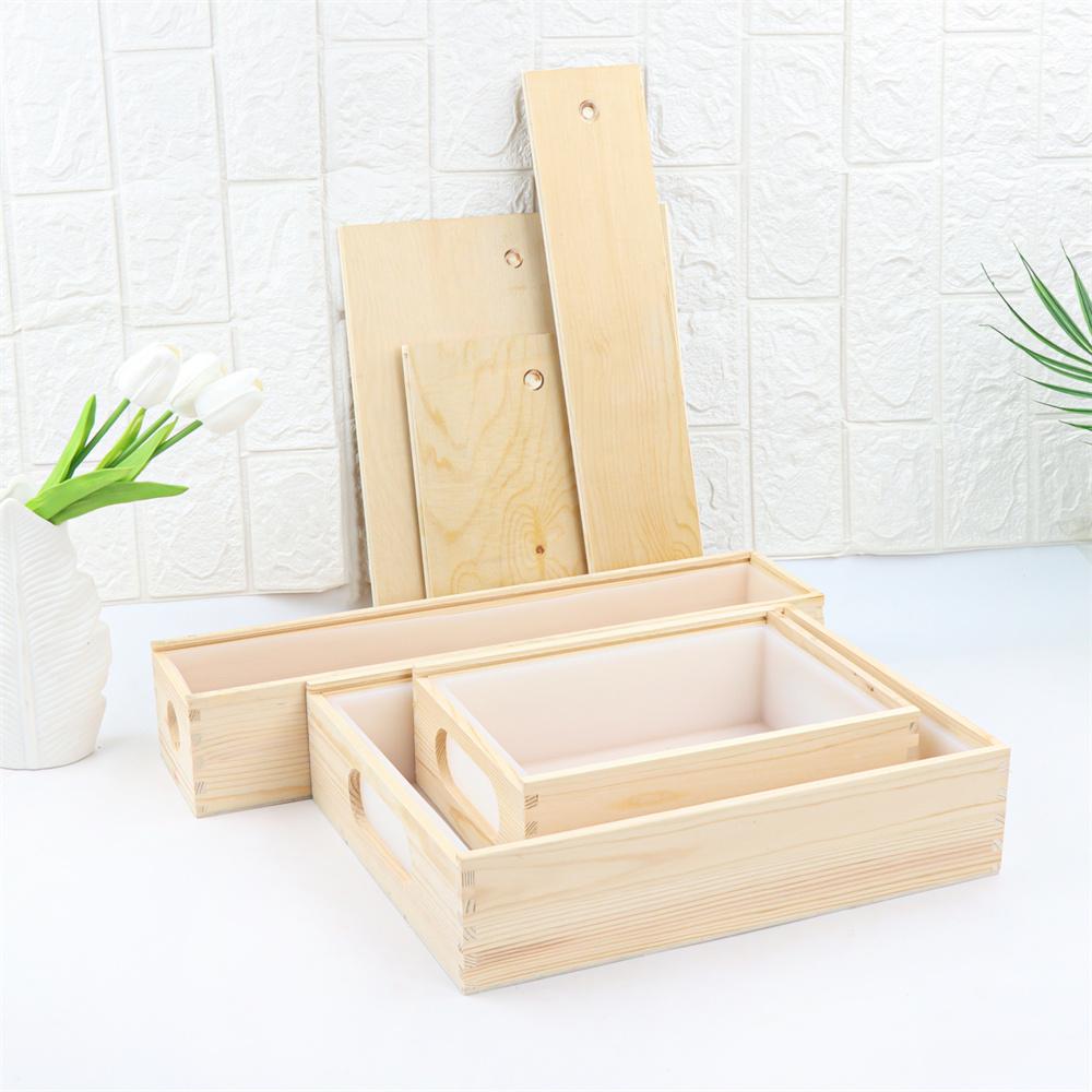 2.5/5L Square Rectangle Soap Making Mold Wooden Box Silicone Liner DIY 8KG Soap Mold With Wooden Box 8000ml Wood Soap Mould