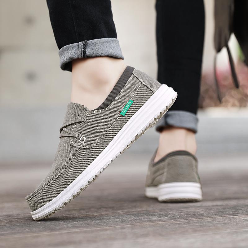 Мужская парусиновая обувь для отдыха на открытом воздухе, серые кроссовки, обувь для вождения, повседневная обувь цвета хаки с широким носком для больших размеров