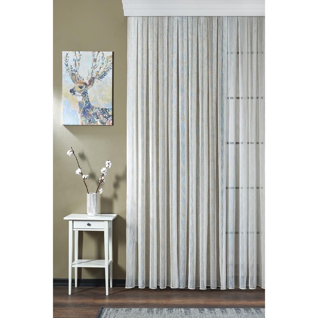 Экрю/кремовый цвет Вертикальная дорожка в виде льна Тюль Занавес Остин Ворс без усадочных экстрактов