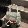 Textured Bow Handbag Bag Women's Spring and Summer New Women's Shoulder Messenger Bag Contrasting Color Small Square Bag