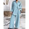 Cotton Set Women's Suit Casual Lapel Shirt Top Blouse Loose Trouser Two-piece Set For Women Elegant Outfits Pants Women's