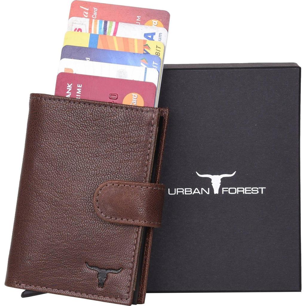 Мужской держатель для RFID-карт из натуральной кожи - стандартный размер  (5 слотов для карт)