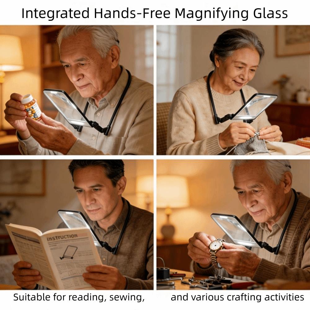 40 LED Reading Magnifying Glass Rechargeable Handheld Magnification Glass Book Reading