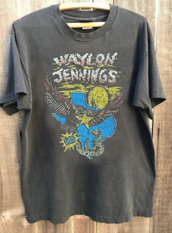 Waylon Jennings - Midnight Rider Basic Charcoal Unisex Shirt Vtg WA0254 Unisex T-Shirt