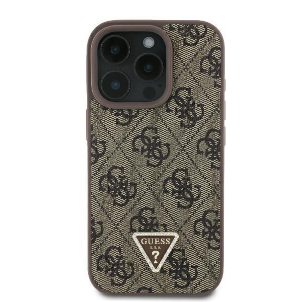Guess Guhcp16Xp4Tdpw Iphone 16 Pro Max6.9 Brown/Brązowy Twardy Pokrowiec Skórzany 4G Trójkąt Cyrkonie