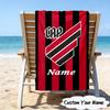 1PC Custom Name Beach Towel Black Stripes Athletico Crest Beach Towel, Suitable for Camping, Travel, Beach Accessories, Super Absorbent, Family Gift