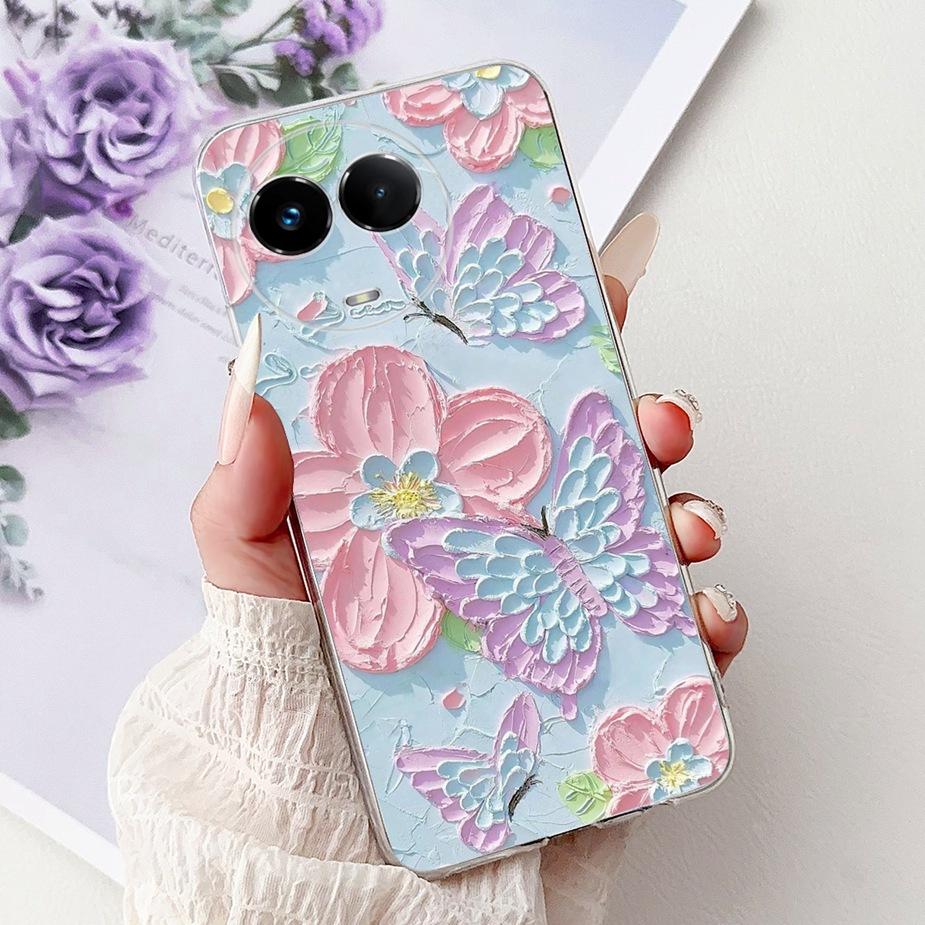 For Realme 11X Case Realme 11 5G RMX3780 Stylish Butterfly Painted Cover Soft Slim Phone Cases For Realme 11X Realme11 5G Bumper