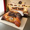 Lion Cub and Reflection Quote Bedding set (1 duvet cover, 2 pillowcases, duvet not included), Orange Safari Motivational Lion King Art Print