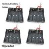 10pcs Black Plastic 4-Slot AA 4 Port 4x1.5v Battery Storage Box Case DIY Batteries Clip Holder Container With 2pin Wire Lead