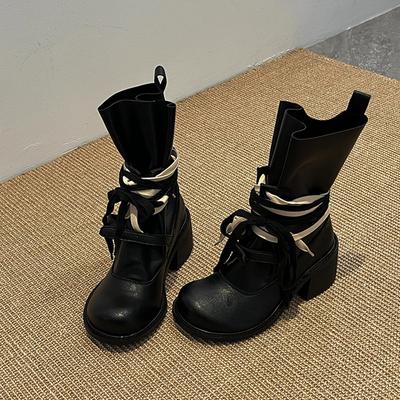 Винтажный нишевый дизайн Ботинки на платформе Spice girl женские в британском стиле на ремешках на толстом каблуке ботинки-локомотивы