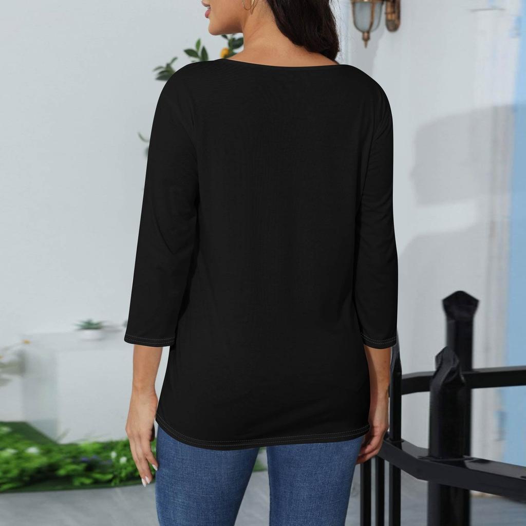 Женский модный свободный повседневный пуловер с принтом и круглым вырезом, рукав три четверти