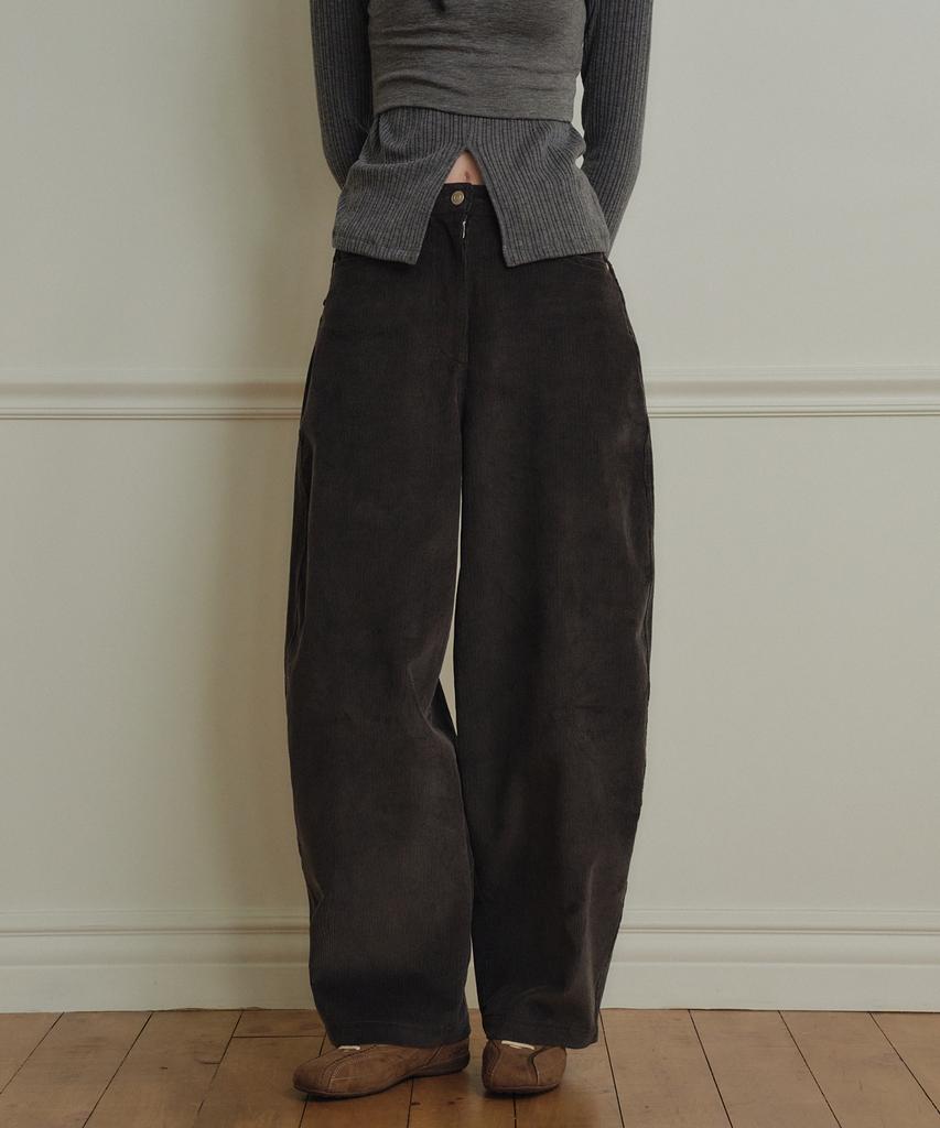MARROT Curved Corduroy Pants_Charcoal