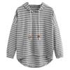 Women's Autumn and Winter Plus Size Sweatshirt Striped Loose Hooded Knit Long Sleeve Pullover Jacket