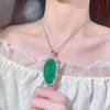 Ювелирные изделия Зеленый Халцедон Белый Халцедон Большой Лист Китайские Аксессуары Национальный Стиль Универсальное Ожерелье Подвеска