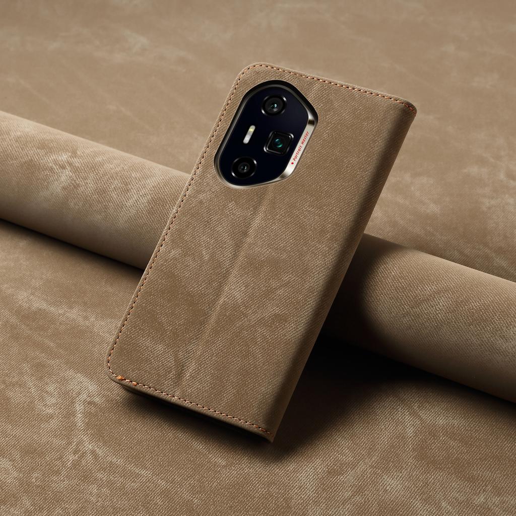 Чехол для Honor 300 Pro Текстура джинсовой ткани Защита от царапин Кожаная подставка Чехол для телефона