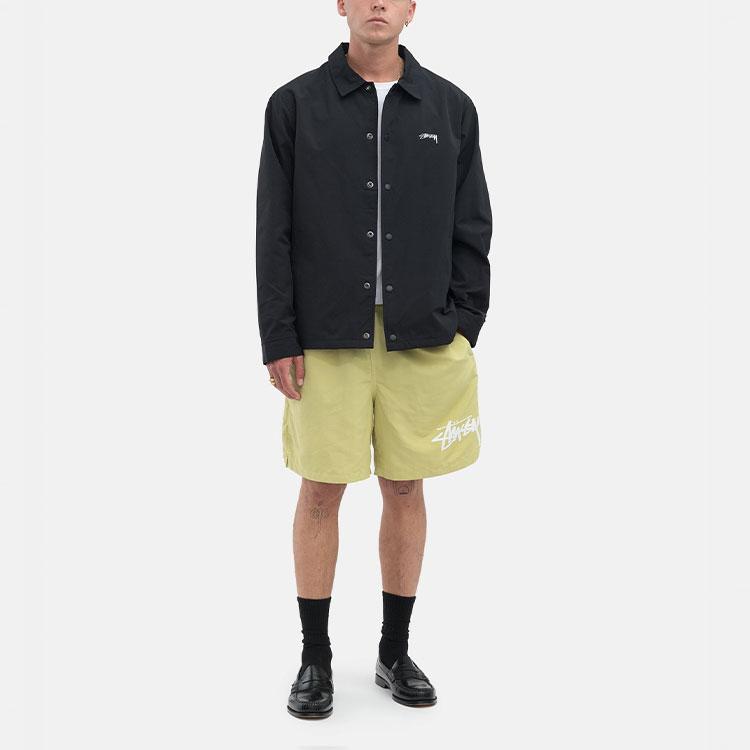 Stussy Smooth Stock Coach Jacket Logo Solid Color American Vintage Jacket Unisex Jacket Black 115594