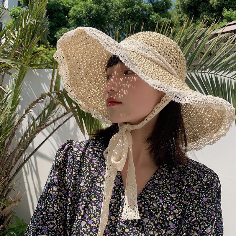 Women's Large Brim Foldable Breathable Straw Sun Hat for Summer Travel & Vacation