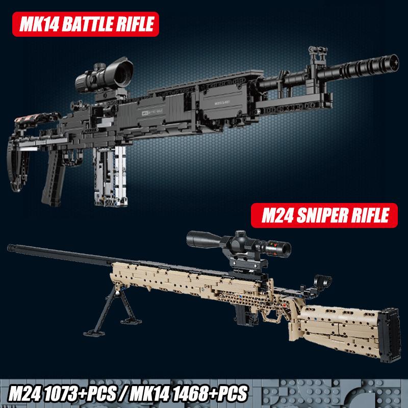 Военная винтовка MK14, боевая винтовка, армейская снайперская винтовка M24, набор строительных блоков, наборы кирпичиков оружия, игрушки для детей, мальчиков, подарки