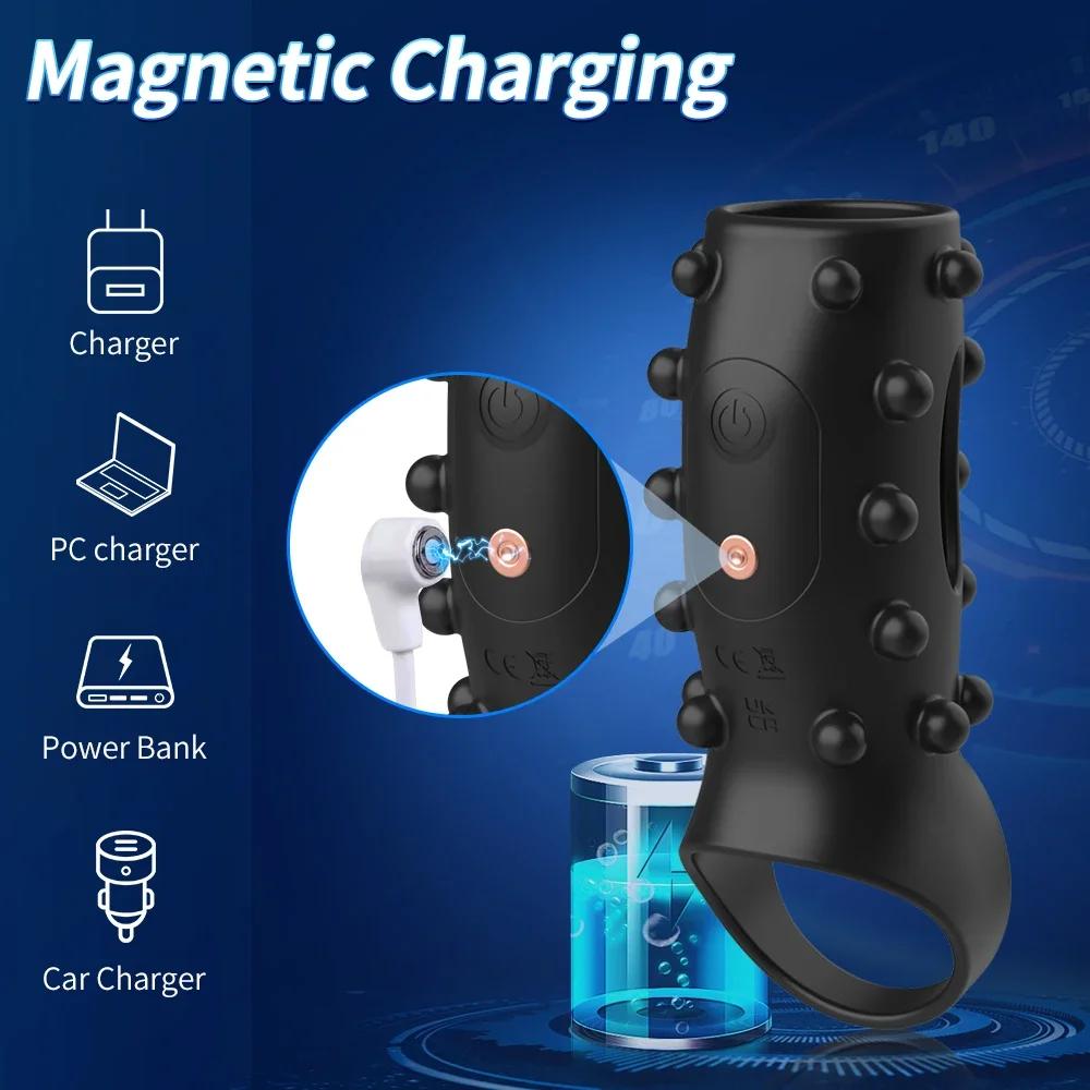 Vibrating Penis Sleeve Cock Ring G Spot Stimulate Women Penis Ring Vibrator Delay Ejaculation Adult Sex Toys for Men 18+